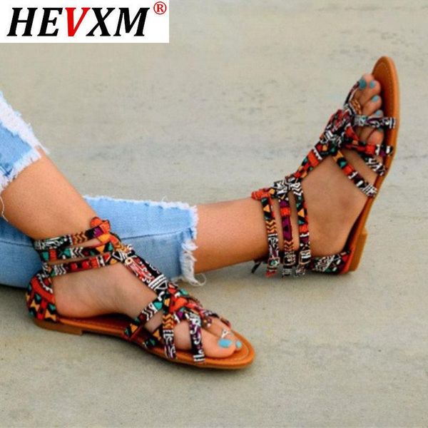 

sandals 2021 lady casual shoes plus size 35-43 women bohemia colorful summer gladiator flat ankle strap, Black