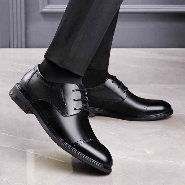 

dress shoes 2021 spring genuine leather fashion elegant formal wedding men slip on office oxford for footwear qyus, Black