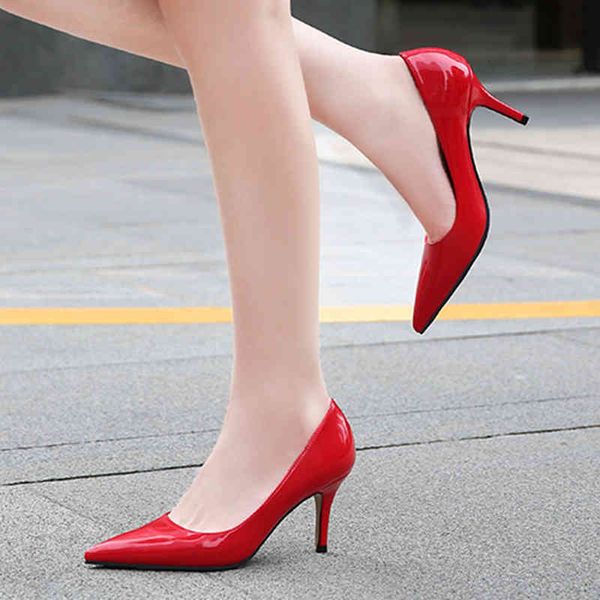 

dress shoes office daily women pump 7.5cm high heels 35-45 large size brand ladies pointed toe fashion quality pumps 4vjl, Black