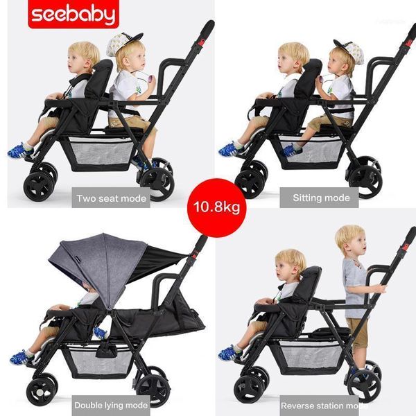 

lightweight twin baby stroller front and rear seat carriage can sit recline multiple gear adjustment carts strollers#1