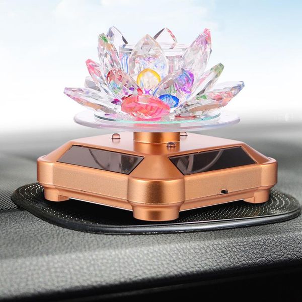 

storage bottles & jars 1pc rotating lotus lamp car perfume stand crystal solar light aroma decor