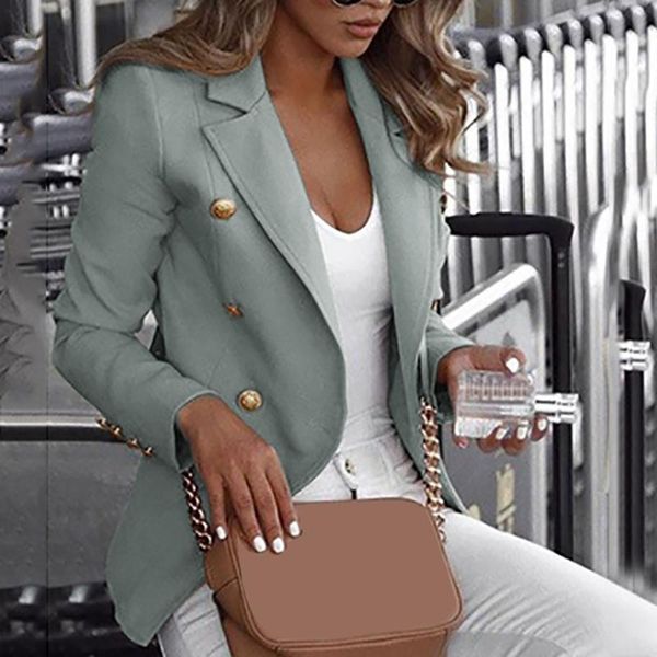 

plus size womens office lady blazers solid color long sleeve button blazer set work buttons coat autumn outwear suit #3, White;black