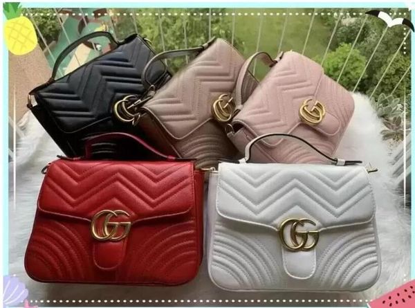 

518 gglvlouisvittonyslvutton new style marmont shoulder bags women gold chain cross body bag pu handbags purs