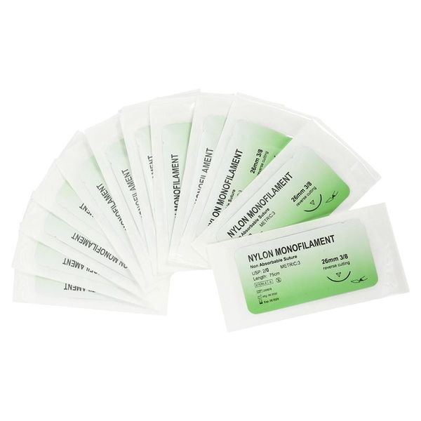 

12 pcs/set needle suture nylon monofilament thread suture practice kit, Black