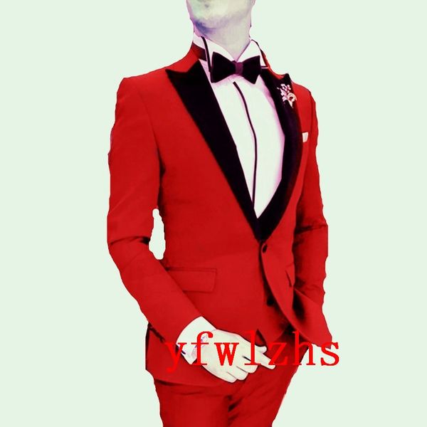 

handsome one button groomsmen peak lapel groom tuxedos mens wedding dress man jacket blazer prom dinner suits (jacket+pants+tie+vest) w639, Black;gray