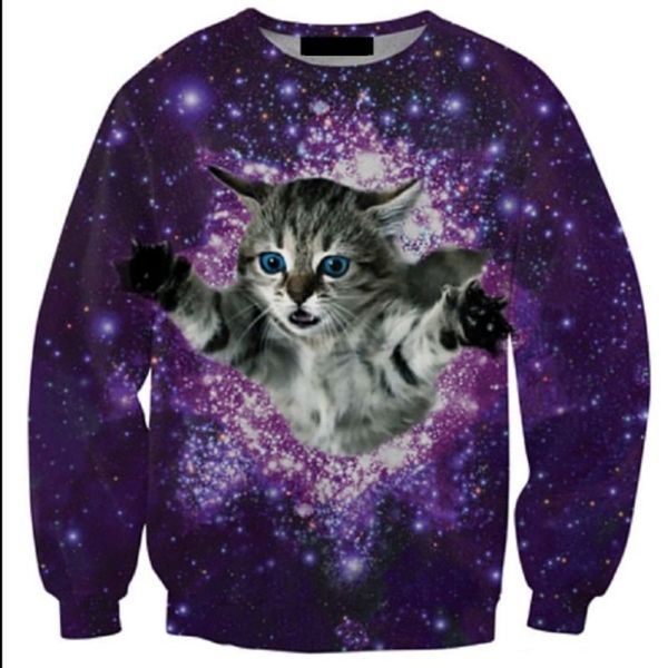 

magic cat 3d printing hoodie visual impact party punk gothic round neck american sweatshirt hoodie, Black