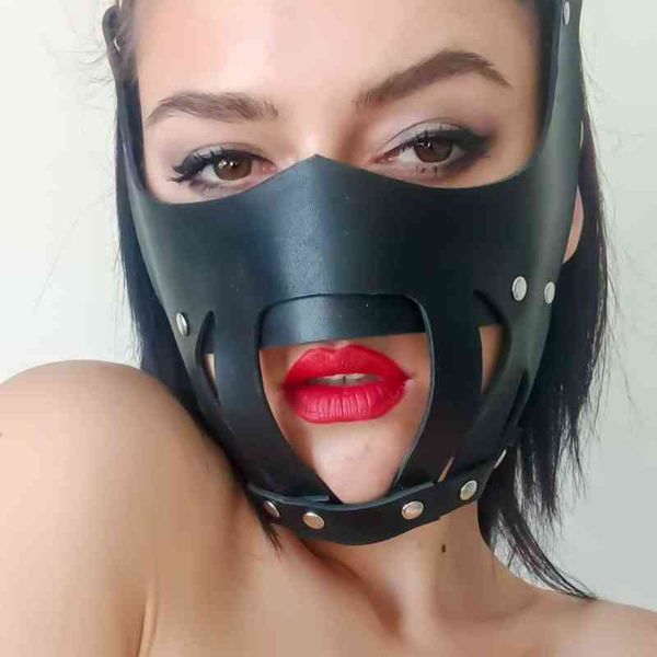 NXY SM Bondage Women Erotic Sexy Mask Half Face Cosplay Pelle Halloween Party Masquerade Ball Giochi di fantasia Fetish1227