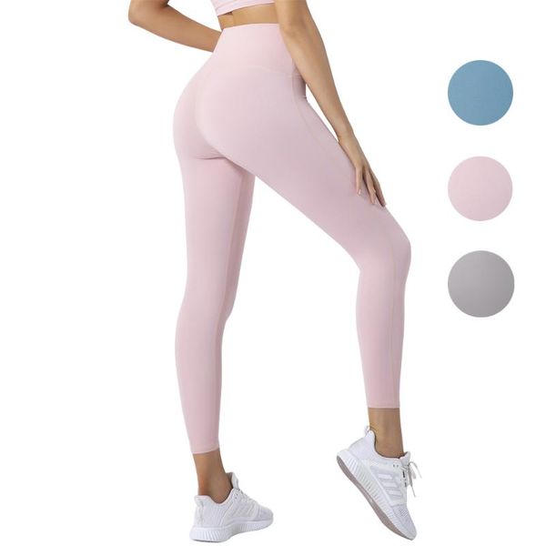 

yoga outfits women sport leggings pink grey blue pants 8512 high waist running baseball tights, White;red