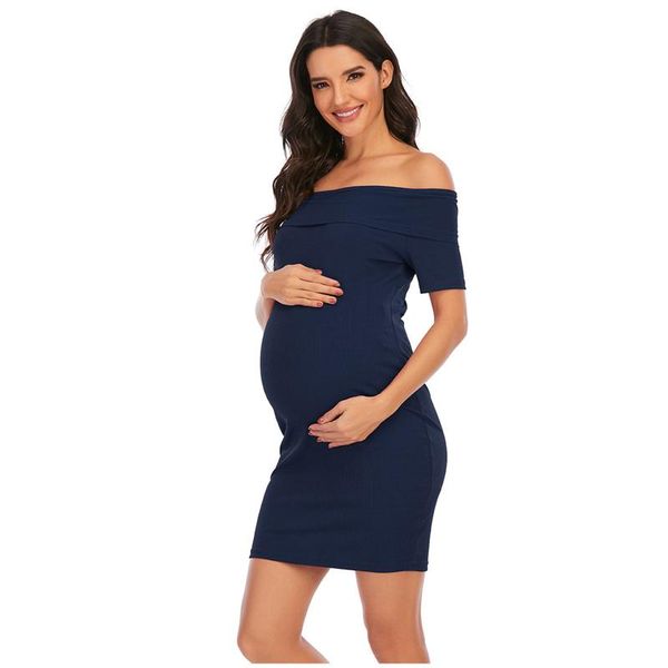 

maternity dresses clothes women's sleeveless solid color off shoulder backless dress ladies casual 2021, White