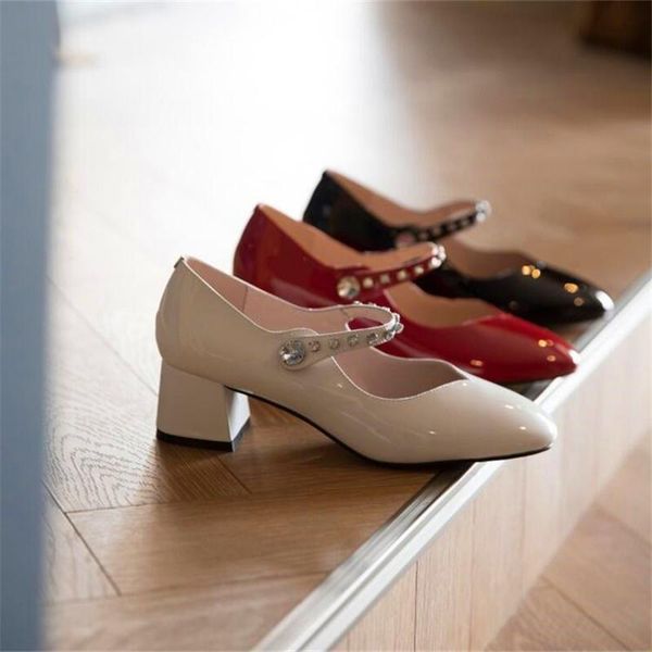 

dress shoes rhinestone pointed ladies high heels black red beige fairy style spring and autumn
