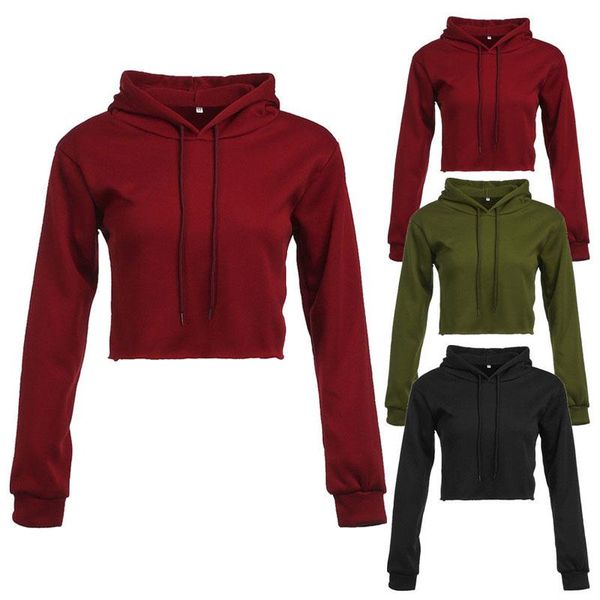 

women's hoodies & sweatshirts long sleeve cat ear hoodie sweatshirt jumper crop pullover, Black