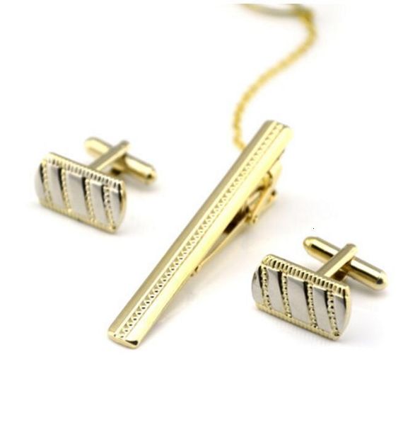 

twill gentleman simple tie clip cufflinks set gifts for men ing, Silver;golden