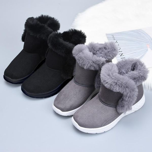 

boots snow women 2021 winter fashion cotton shoes women's plush thickened warm bread short, Black