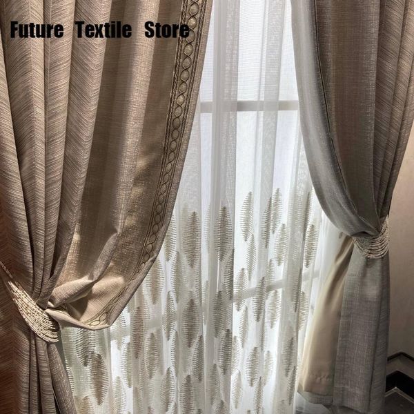 

curtain & drapes 2021 light luxury herringbone cotton and linen vertical jacquard modern minimalist nordic stitching beige
