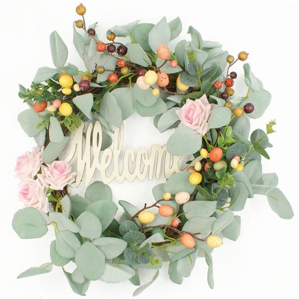 

decorative flowers & wreaths hanging flower wreath easter eggs garland pastel item 50*50cm artificial berries eucalyptus christmas