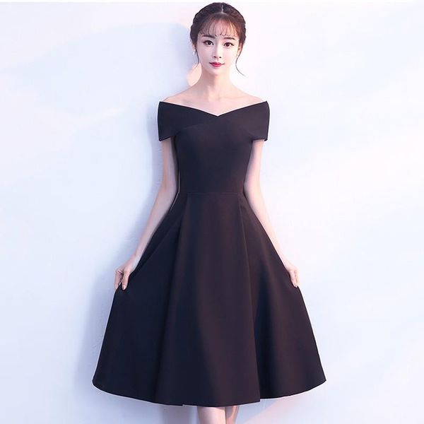 

ethnic clothing black a-line formal party dress gown slash neck cheongsam mid-length cocktail qipao zipper temperament vestidos de fest, Red