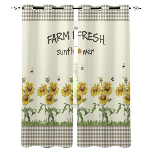

curtain & drapes rustic farm fresh sunflower printed window curtains living room bedroom children modern home decor