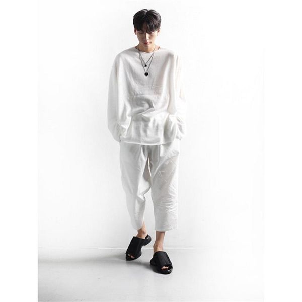 

men's pants summer large size straight tube loose wide leg nine-minute simple casual, Black