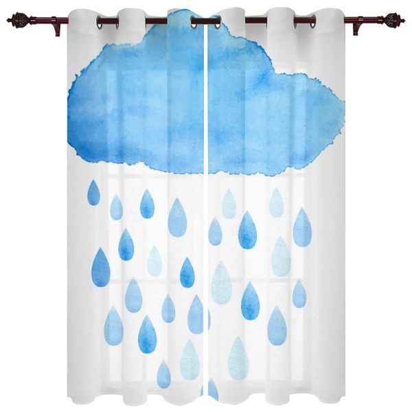 

translucent luxury curtain clouds raindrops blue living room closet kitchen bedroom home decoration exquisite window curtains