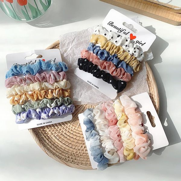 

hair accessories 5/6pcs autumn winter women girls candy color bands tie scrunchie ropes ponytail holder hairbands girl