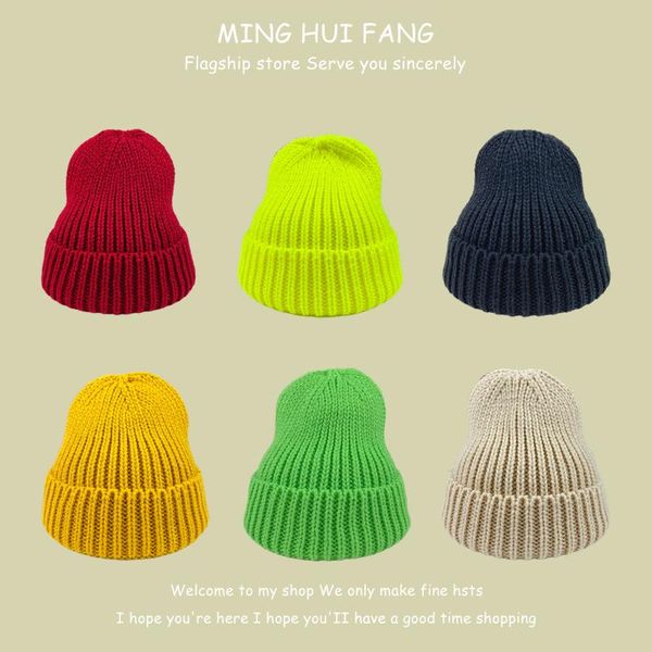

beanies fashion solid color knitted hat for women winter man casual skullies cap girls boys hiphop bonnets wholesale
