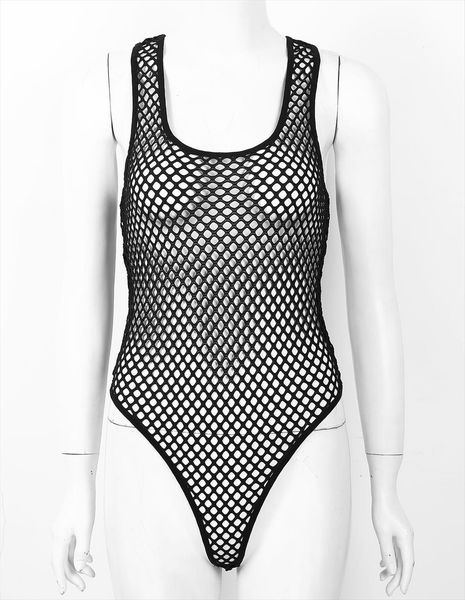 

fashion hollow fishnet bodysuits women rompers u neck sleeveless high cut leotard bodysuit festival rave party clubwear costume, Black;white