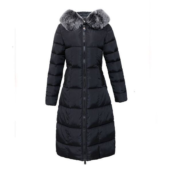 

2021 New Women's cotton coat long Autumn Korean fashion released white skin with hood plus size thick female jacket lj065 952F, Black