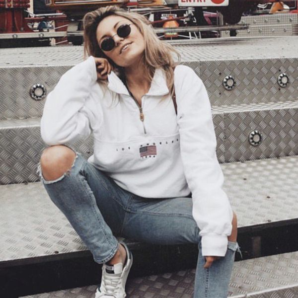 

2021 simple letter embroidery casual sweatshirt women new white all-match long sleeve autumn hoodies fashion cotton hoodie 4gnd, Black