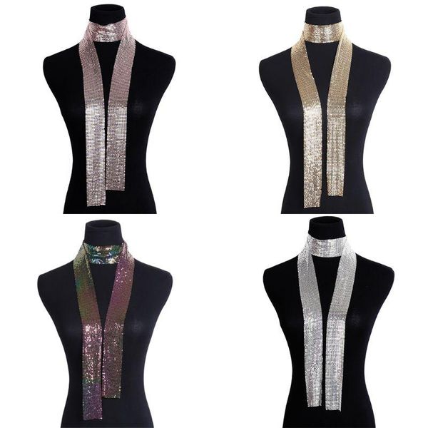 

chains alloy sequins pendant long choker necklace neck collar necklaces, Silver