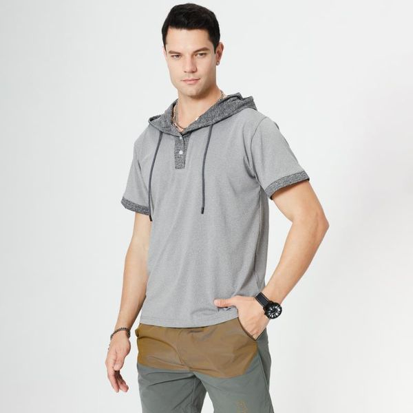 

men's t-shirts short sleeve patch stitch hooded tshirt 2021 summer trend loose outdoor running fitness plus size man harajuku t shirt, White;black
