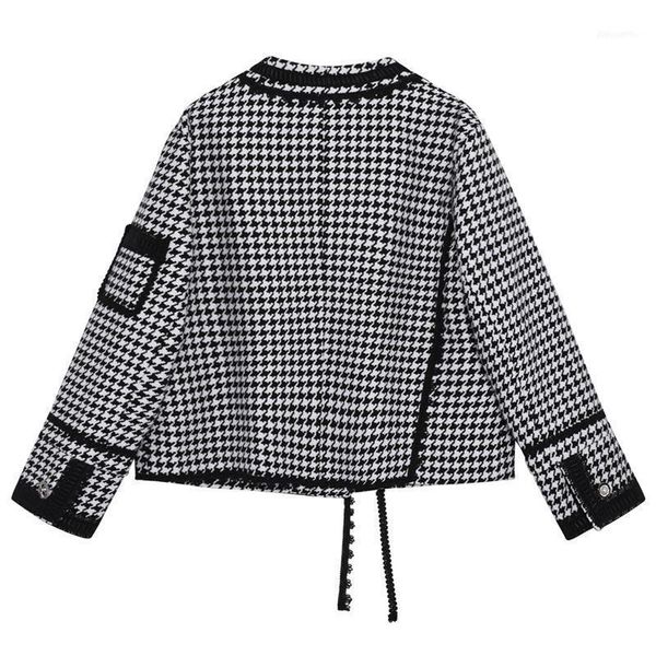 

women's wool & blends fit big loose size black short plaid woolen coat parkas long sleeve women fashion tide autumn winter 2021 1dd1202