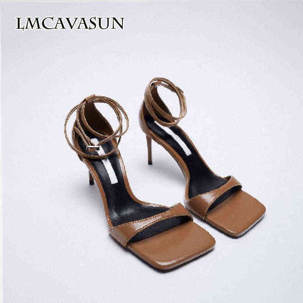 Sandali LMCAVASUN ZA Syle TRF Donna One Stap In Font Punta quadrata Back Cover Tacchi alti Scarpe sottili 220121