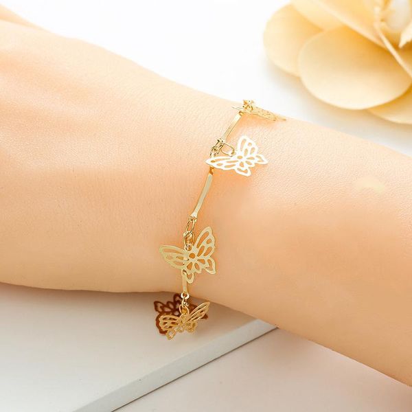 

link, chain japan and south korea fashion personality simple butterfly bracelet women's small fresh sweet temperament creative hand, Black