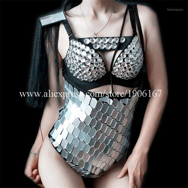 

party decoration female girl mirror ballroom costumes bra shorts clothes dress performance suit for bar singer stage show1