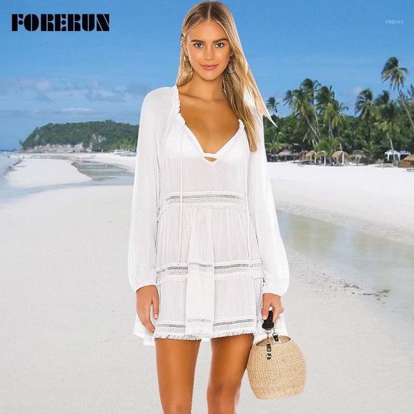

summer white beach dress bikini bathing suit cover up women deep v neck mini chiffon dresses casual beachwear pareo women's swimwear, White;black