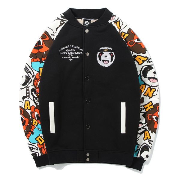 

2021 arrival short rib cottwarm winter wear printed cartoon baseball suit thick jacket ialo, White;black