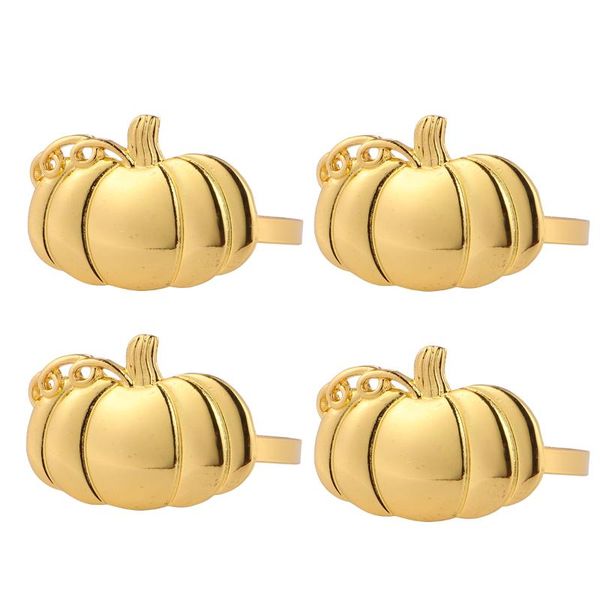 

napkin rings 4pcs 1 bag metal pumpkin buckles for (golden)
