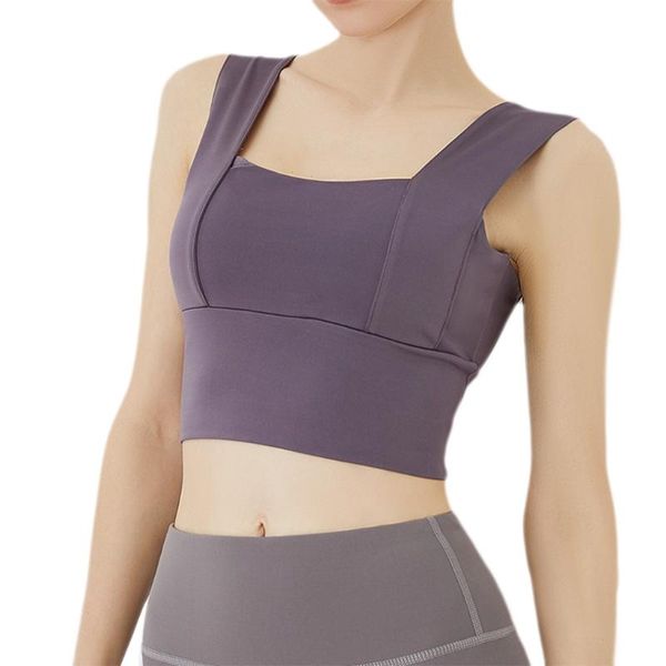 

yoga outfit g6de women seamless workout sports bra wireless sleeveless shockproof crop gym fitness running scoop neck tank with