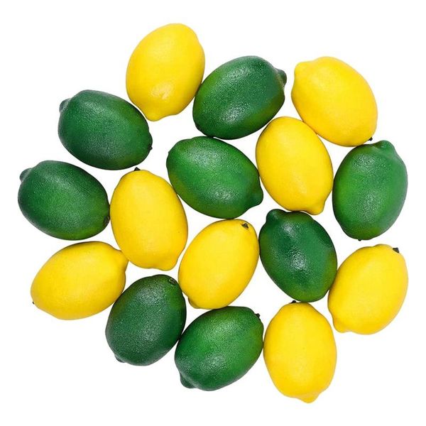 

new 16pcs artificial lemons fake fruit for home house kitchen party decoration (green and yellow)