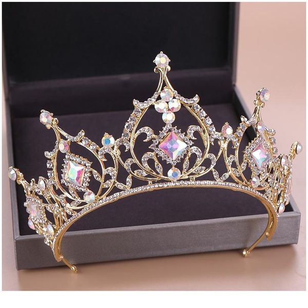 

baroque crystal tiara crown bride hair accessories colorful crystal crown bride's tiaras wedding headpiece princess quee jlllif, Silver