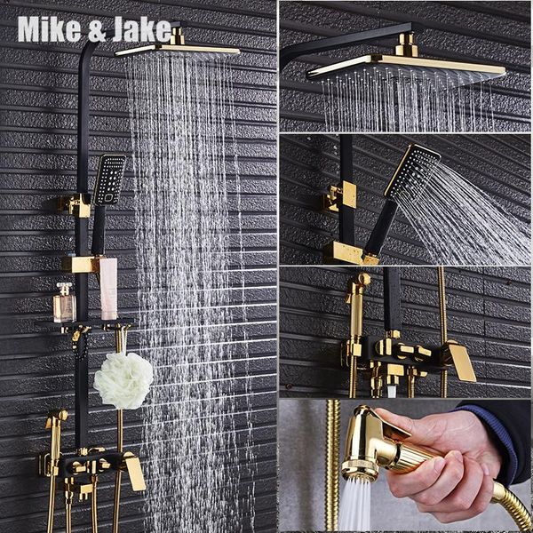 

bathroom luxury gold black shower set with bidet shower with shelf gold set bathroom faucet bathtub faucet sets