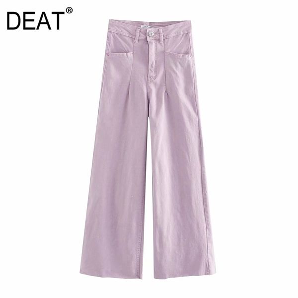 

[deat] purple temperament loose wide leg pants high street women jeans autumn spring fashion 13c173 210527, Blue