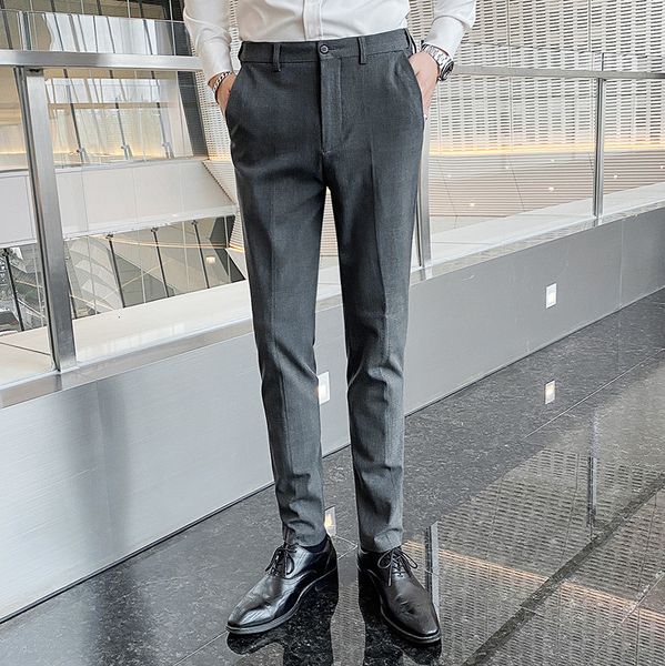 

2021 pairs of business male office dress suit casual pants fine fitting wedding streetwear pantalon homme classique j3zf, Black