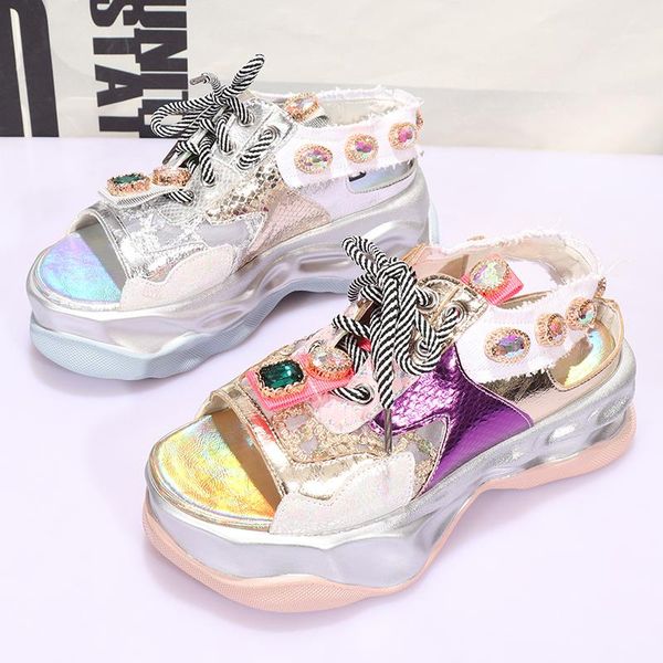 

sandals women beach woman footwear platform flats ladies gladiator female rhinestone brand zapatos de mujer, Black