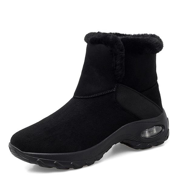 

boots in the winter of 2021, snow and velvet warm women's cotton shoes have air cushion outdoor leisure, Black