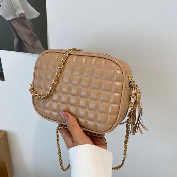 

evening bags 2021 mini rhombus lattice casual crossbody for women designer simple pu leather shoulder bag trend solid color chain handbags