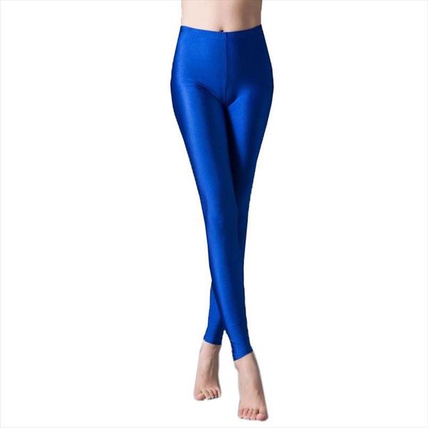

20 candy colors solid fluorescent womens legging casual multicolor shiny glossy female elastic ankle length pants, Black