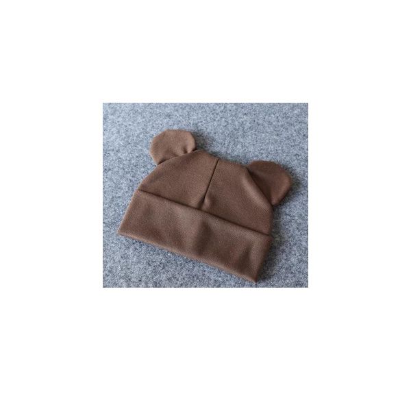 

newborn baby hat beanies cotton infant pgraphy props boys girls solid color bonnet hats with ears winter qylnum, Yellow