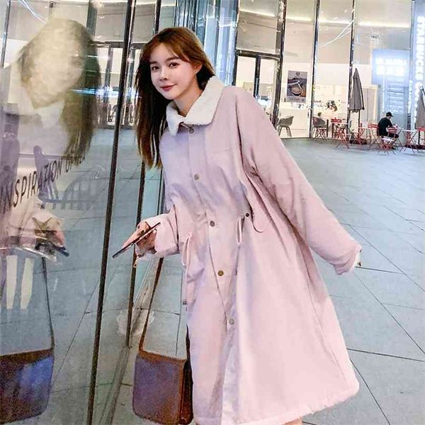 

scene shooting down jacket winter in the long cotton-padded cotton female students over-the-knee lambs wool coat 210923, Black