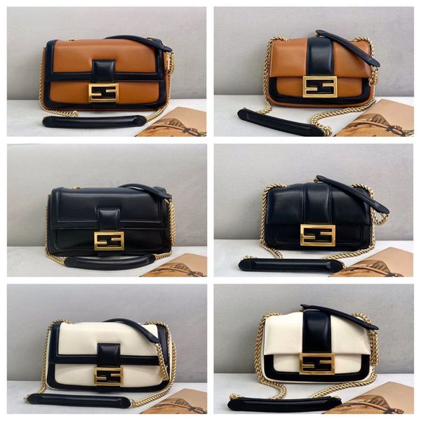 

fend 2021 new f handbag women's bag baguette sheepskin contrast chain bag messenger shoulder bag leather6iih